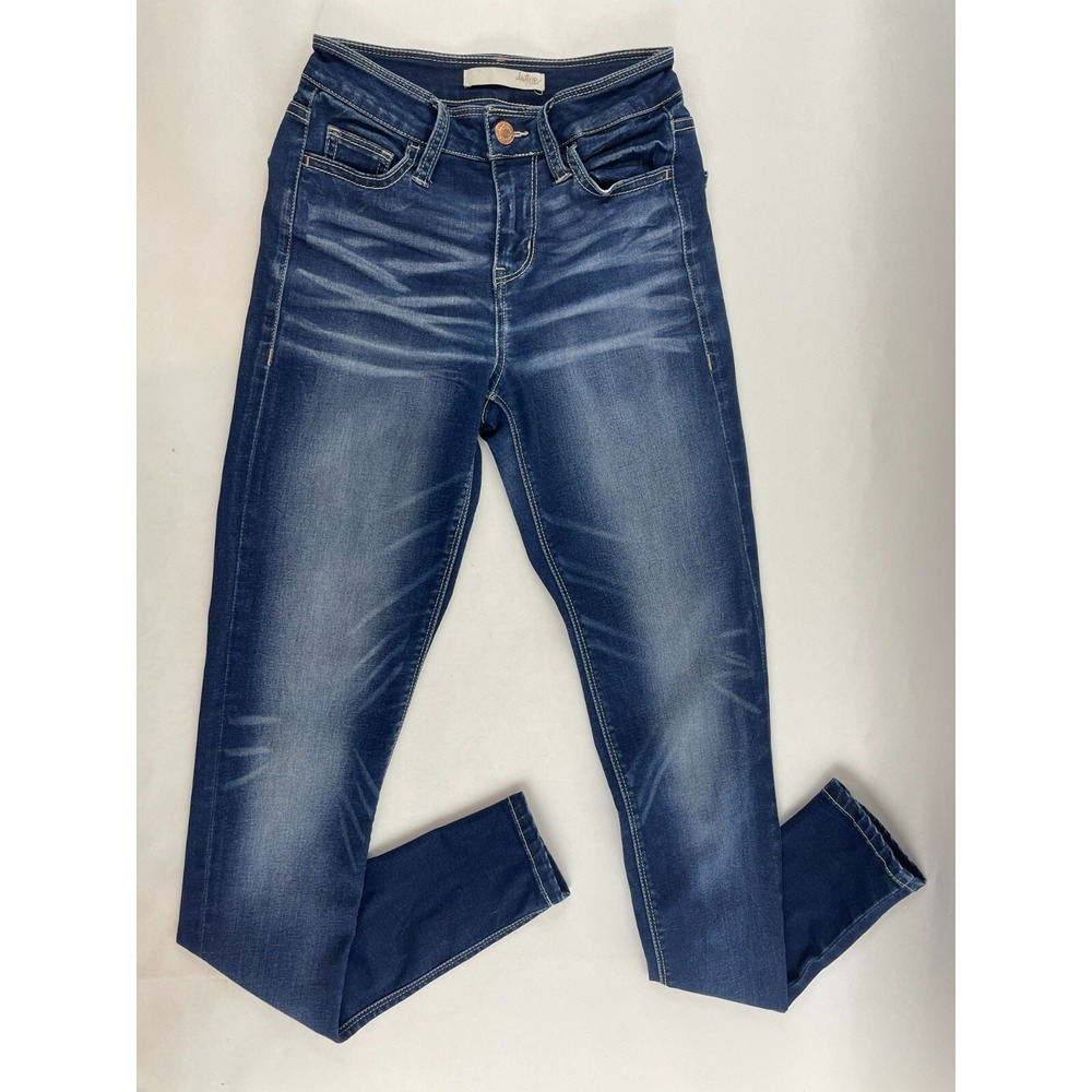 Daytrip Refined Jeans Women's Size 23 Blue Denim High Rise Skinny Wrinkle Bleach